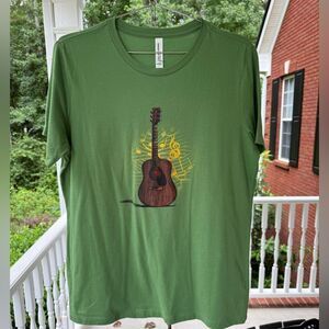 Bella Canvas Green Tee with Guitar Logo. Women’s Size L.